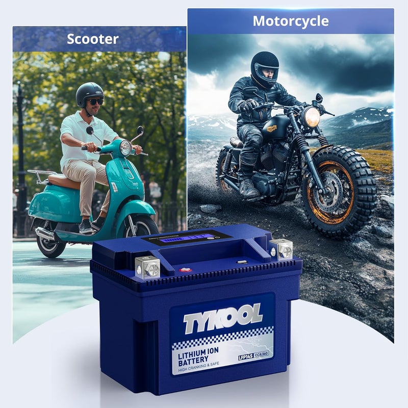 TYKOOL YTZ14S/YTZ12S High Performance Lithium LiFePO4 Motorcycle Battery,12V 6Ah,360CCA, Digital Readout, Built in BMS, Compatible for Large-displacement BMW,Hongda,KTM,Suzuki Motorcycles - Image 3